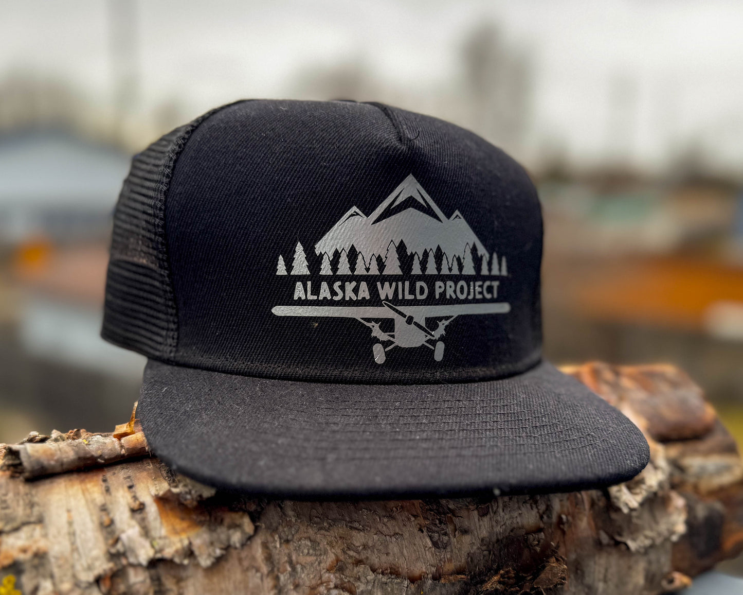 AWP Silver Logo Flat Bill Trucker Vinyl Hat