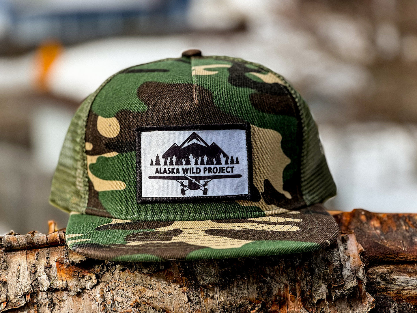 AWP Flat Bill Army Camo Trucker Patch Hat