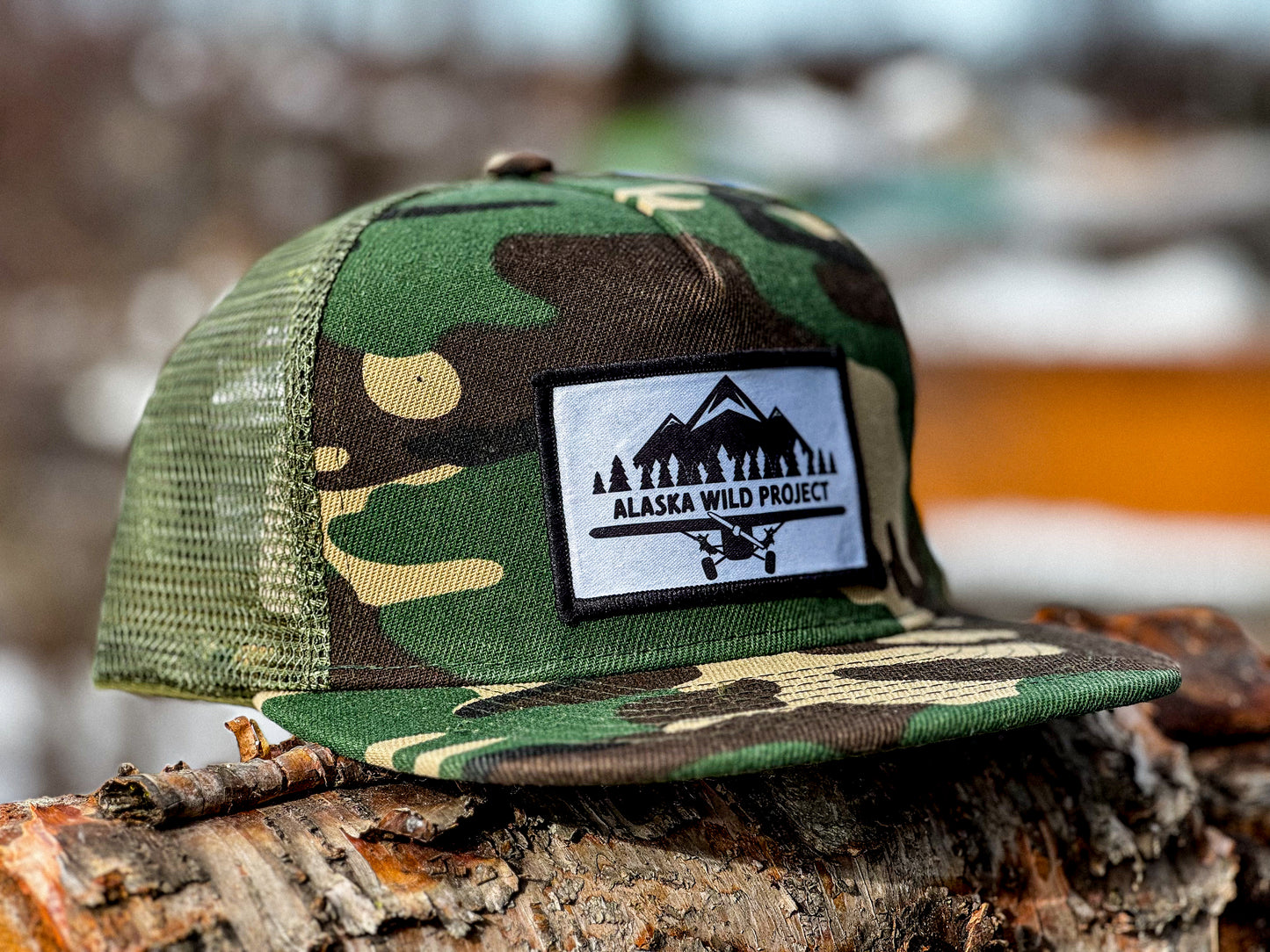 AWP Flat Bill Army Camo Trucker Patch Hat