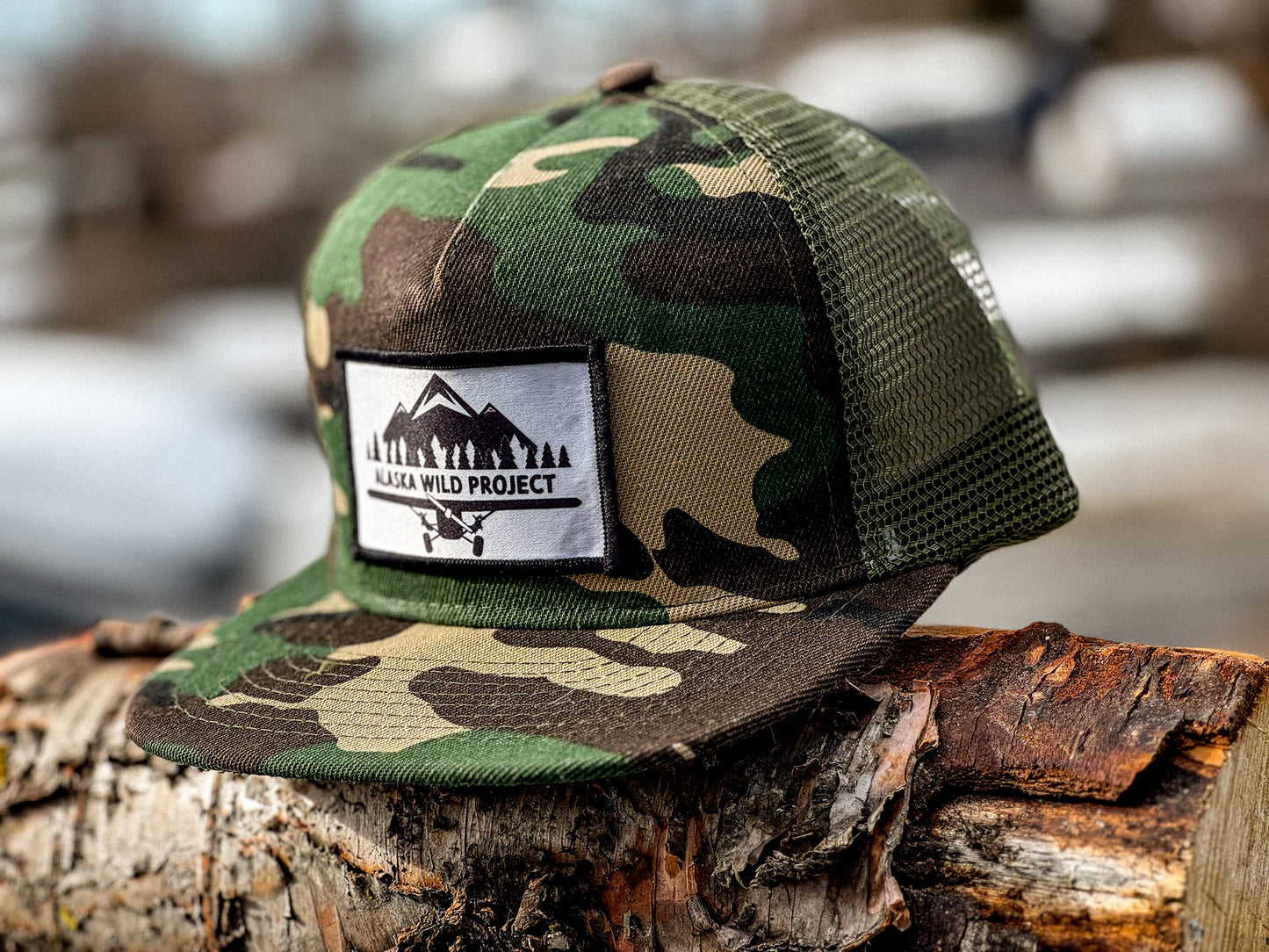 AWP Flat Bill Army Camo Trucker Patch Hat